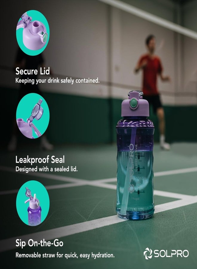 Solpro Voda Prague Sipper Water Bottle 1000 ml Leakproof BPA Free Sipper Bottle for Kids, Men, Women, Adults for School, Office, College, Travel, Gym, Workout, Outdoor, Camping (Purple/Blue) - Image 5